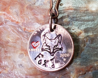 FOX / Fox Gift / Fox memorial / PERSONALIZED Penny Key chain Keyring DATES available 1959 through 2024