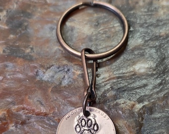 PAW / Dog Paw / Cat Paw / Dog Gift / Cat Gift / PERSONALIZED Penny Key chain / Keyring DATES available 1959 through 2025