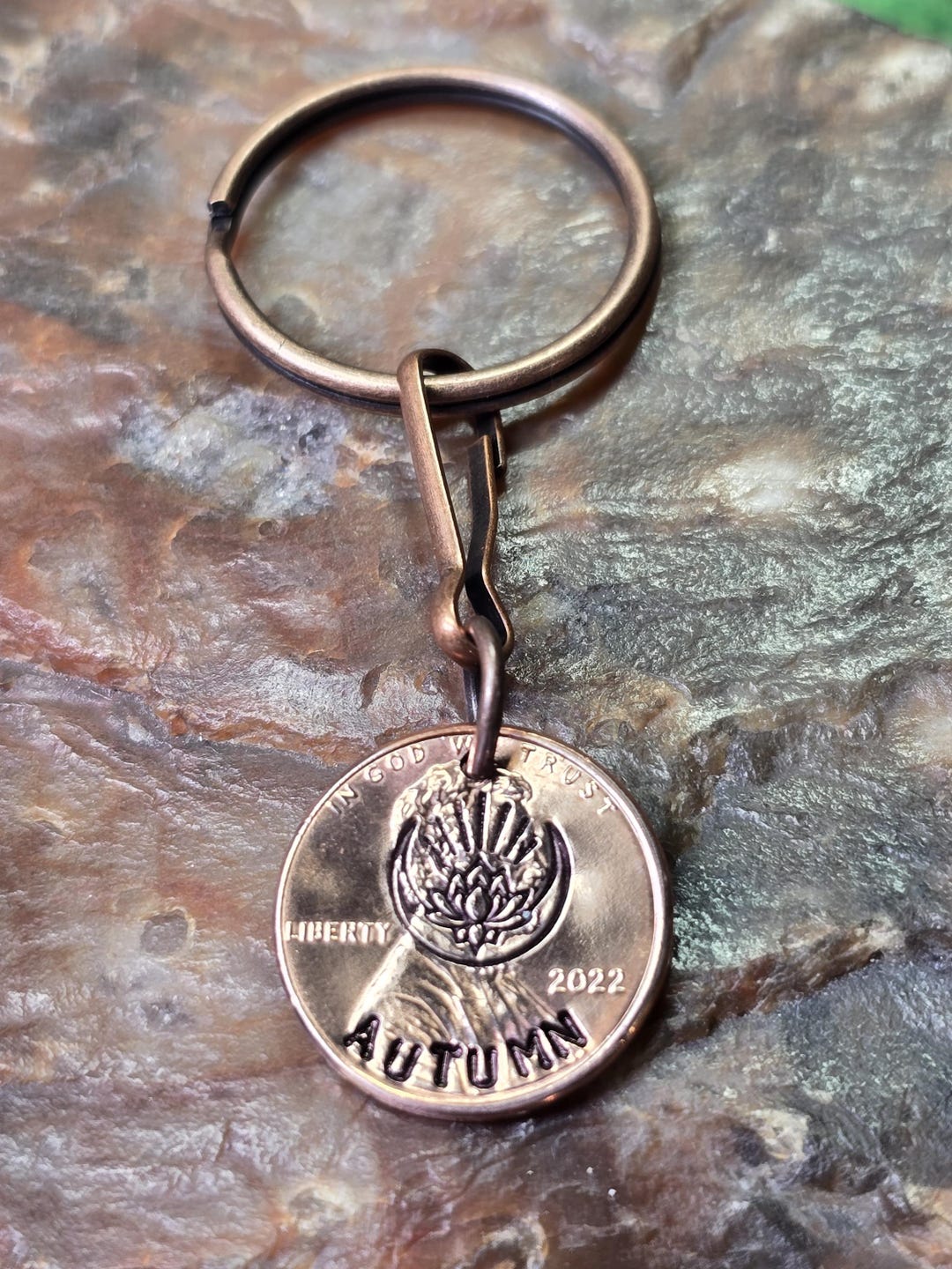 1962 British Ha'penny Bronze Half Penny Keyring Old Coin Keychain Him - Foto 4