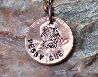 DOODLE / Labradoodle / Goldendoodle / PERSONALIZED Hand-stamped Penny Key Ring Your Choice of Date 1959 through 2025