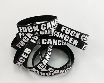 F*uck Cancer 10 pack black silicone bands for cancer awareness. Great for fundraisers or gifts