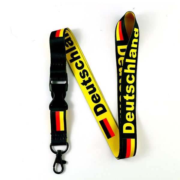 Germany Deutschland Lanyard Keychain Neck Strap - Reversible ID Badge Holder w/ Clip and  Buckle for ID Keys Fob - Key Chain for Men Women