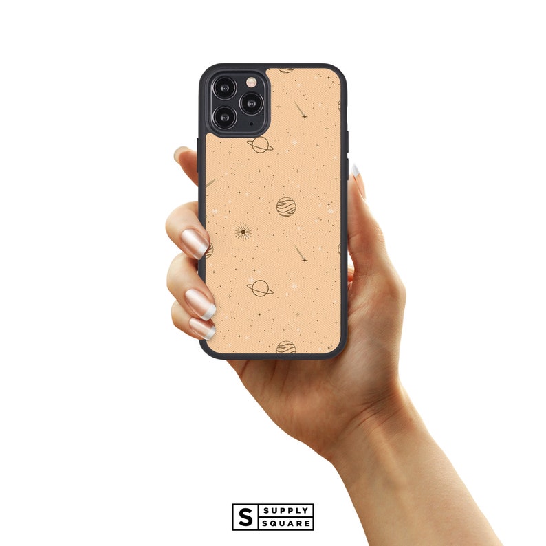 Vegan Leather iPhone Xs Max iPhone 11 Pro Space Planets Leather iPhone Case Delicate Planets iPhone Xr Case Galaxy 8 Plus Saffiano