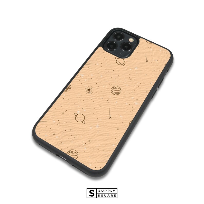 Vegan Leather iPhone Xs Max iPhone 11 Pro Space Planets Leather iPhone Case Delicate Planets iPhone Xr Case Galaxy 8 Plus Saffiano