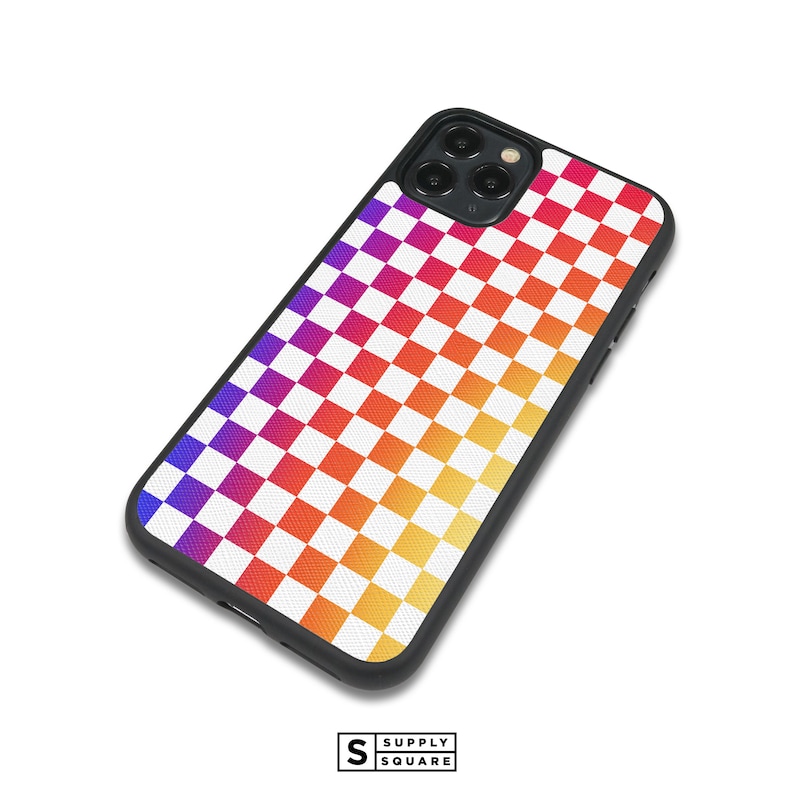 Saffiano Tech Accessories iPhone 11 Xr Cali iPhone 8 Plus Xs Max 7 Vegan Leather Rainbow Checkers Leather iPhone Case iPhone Xs