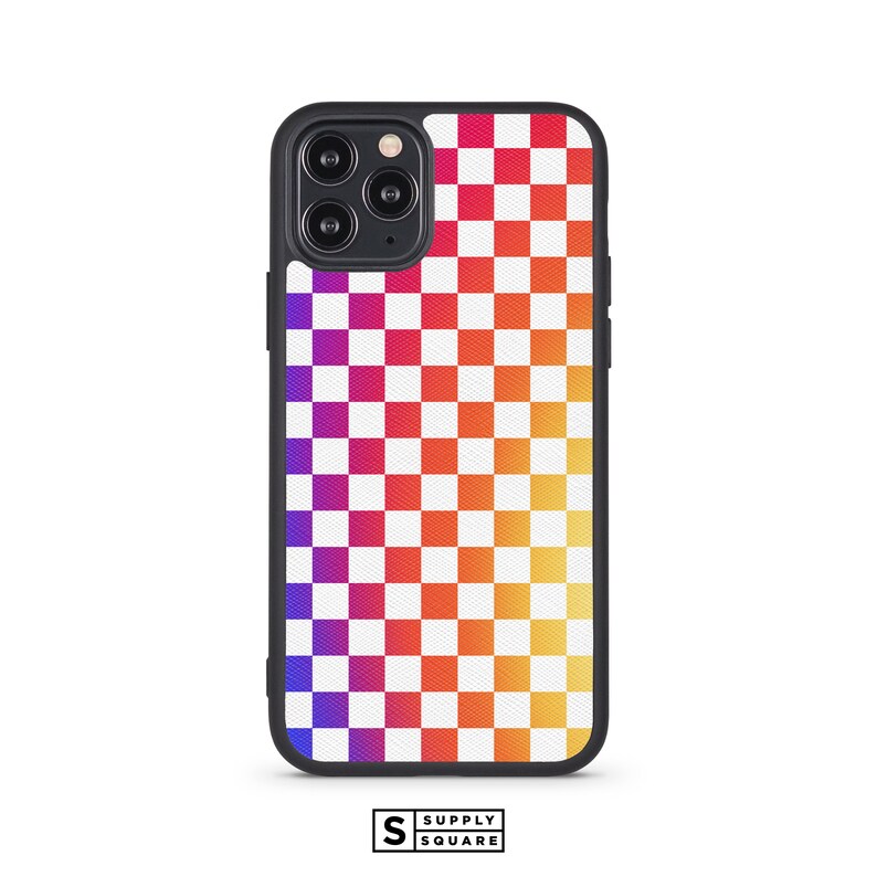 Saffiano Tech Accessories iPhone 11 Xr Cali iPhone 8 Plus Xs Max 7 Vegan Leather Rainbow Checkers Leather iPhone Case iPhone Xs