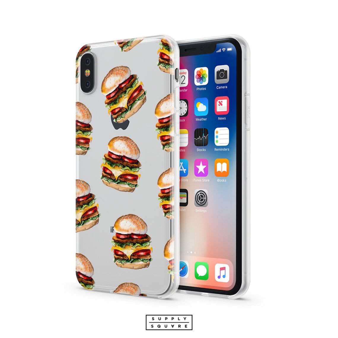 Clear Burgers Pattern iPhone X Case iPhone 8 Plus iPhone 7 Etsy