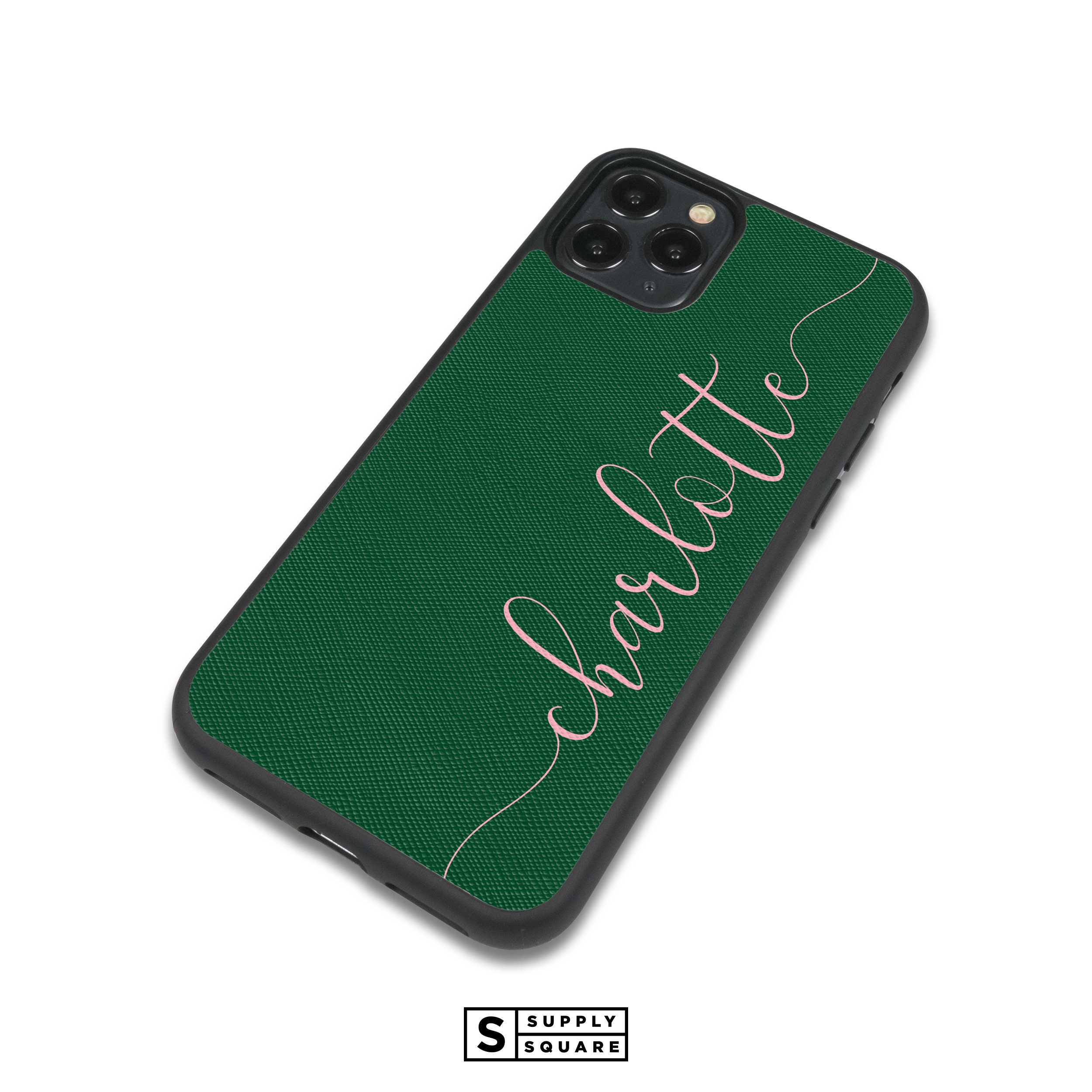 Dark Green Personalised Leather Iphone Case Iphone 11 Pro Etsy UK