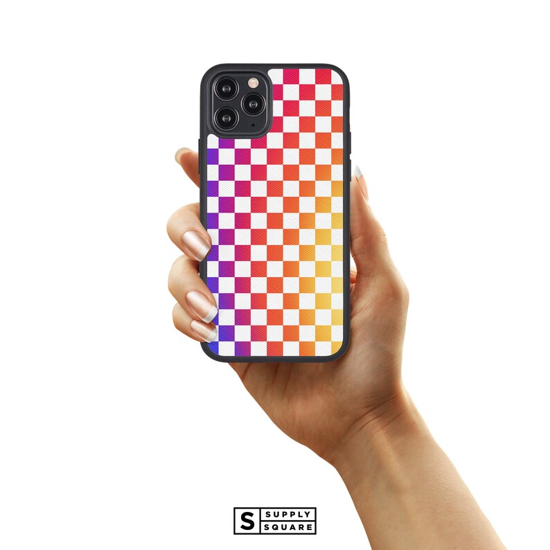 Saffiano Tech Accessories iPhone 11 Xr Cali iPhone 8 Plus Xs Max 7 Vegan Leather Rainbow Checkers Leather iPhone Case iPhone Xs