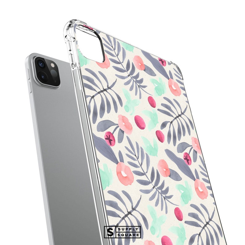iPad Mini Case iPad Pro Case Floral Watercolor Flowers iPad Case iPad Air Case Pink And Grey Flowers Working From Home Pastel