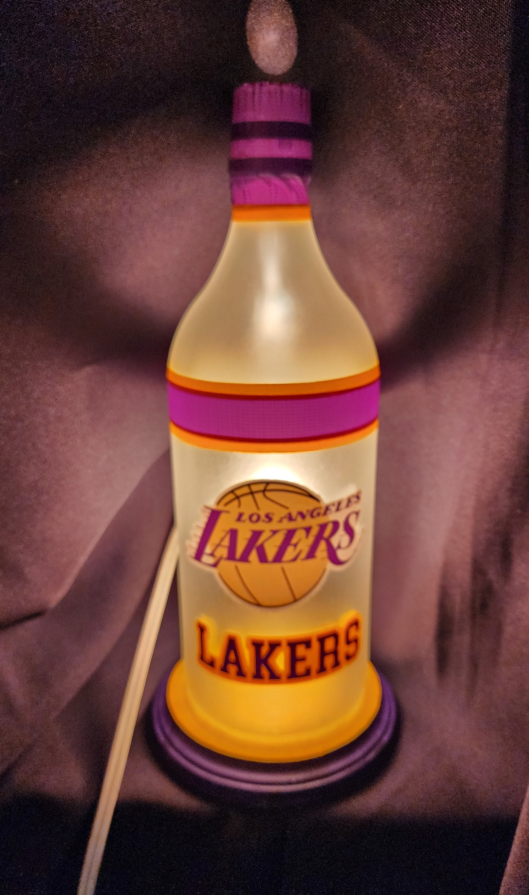 Lakers Lakers Yellow Logo In Purple Background Lamp Classic Celebrity Lamp  with Plastic Base