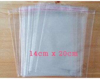 Self Sealing Adhesive Bags, 50 Pcs Plastic Bags, 14cm x 20cm Large Craft Storage Bags (B-005)