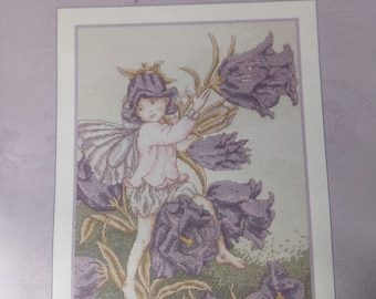 Kit Cicely Mary Barker Flower Fairies "The Canterbury Bell Fairy" 2002  cross-stitch kit with linen, fiber