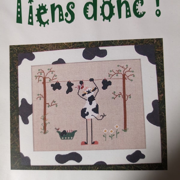 New Tiens donc! "La Lessive de Paquerette" French cross-stitch chart;   uses DMC floss