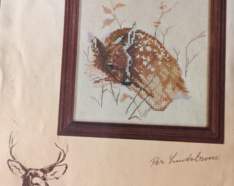 Vintage Dutch Lanarte Fawn cross-stitch chart artist Per Lundstrom