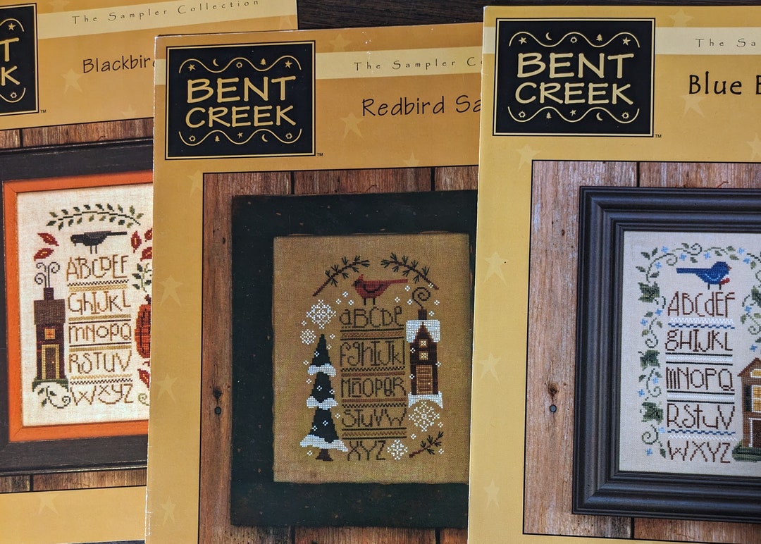 Lot of 3 New Bent Creek blackbird Sampler, redbird Sampler, and blue