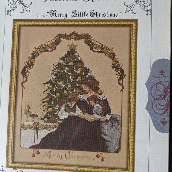 New Passione Ricamo "Merry Little Christmas" cross-stitch chart;  mother, children, tree