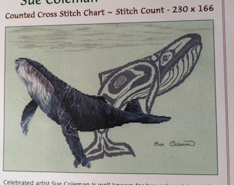 New The Stitching Studio "Humpback Whale" 2007 cross-stitch chart Sue Coleman