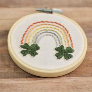 Embroidery Boho Rainbow Wall Art, Boho Nursery Decoration, Hoop Art, St. Patrick's Day Decoration Wall Hanging, Home and Office Accessories image 6