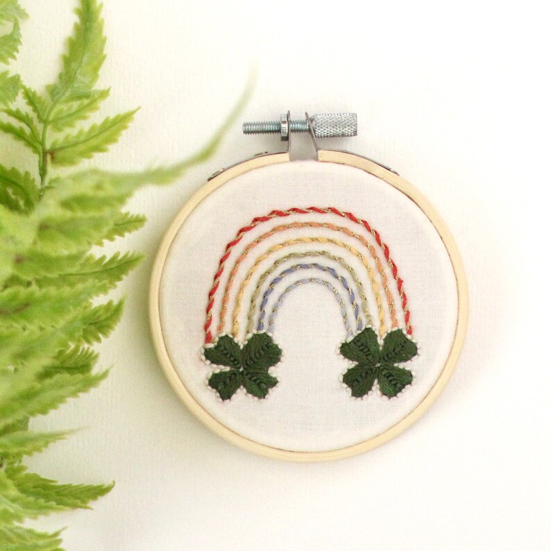 Embroidery Boho Rainbow Wall Art, Boho Nursery Decoration, Hoop Art, St. Patrick's Day Decoration Wall Hanging, Home and Office Accessories image 4