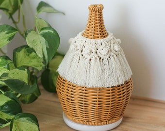 Essential Oil Diffuser Home Decor, Macrame Vase Wrap, Boho Jar Skirt Cover, Christmas Gift, Holiday, Retro,  Bedroom Nursery Dorm Office