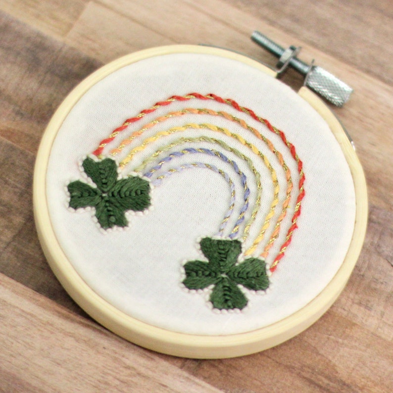 Embroidery Boho Rainbow Wall Art, Boho Nursery Decoration, Hoop Art, St. Patrick's Day Decoration Wall Hanging, Home and Office Accessories image 3