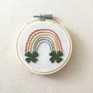 Embroidery Boho Rainbow Wall Art, Boho Nursery Decoration, Hoop Art, St. Patrick's Day Decoration Wall Hanging, Home and Office Accessories image 2