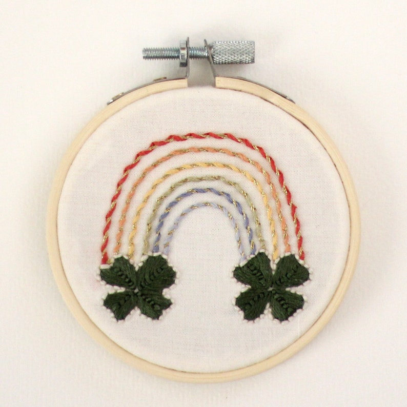 Embroidery Boho Rainbow Wall Art, Boho Nursery Decoration, Hoop Art, St. Patrick's Day Decoration Wall Hanging, Home and Office Accessories image 5