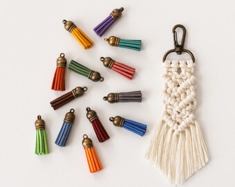 Boho Style Macrame Key Chain with Choice of Tassel Color, Graduation Gift, Bag Charm, Woman's Accessory, Purse Key Ring, Backpack Dangle