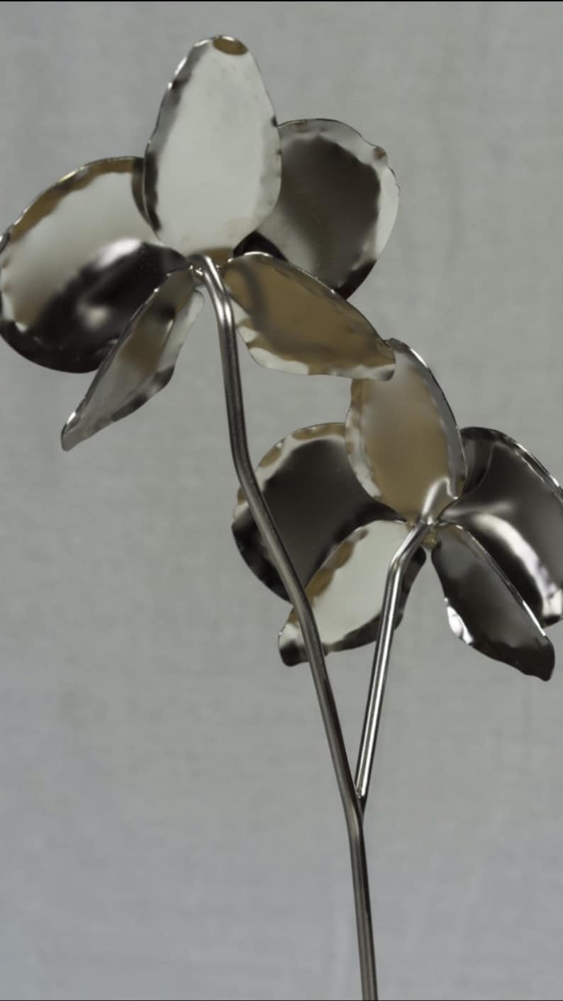 25th Wedding Anniversary Gift Stainless Steel Orchid Metal Flower