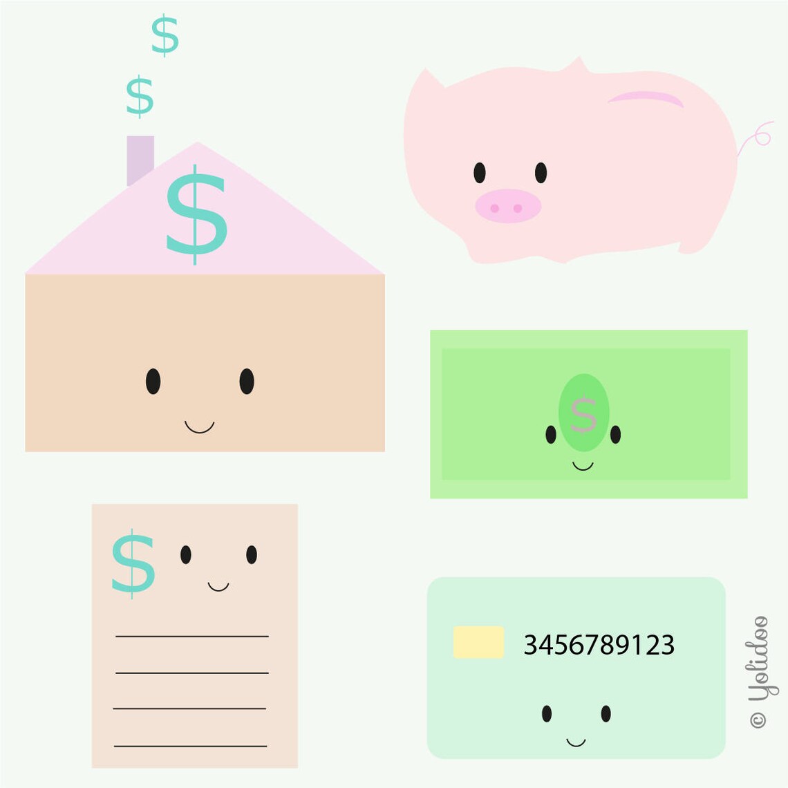 Kawaii Finance Clipart Kawaii Money Clipart Cute Planning | Etsy