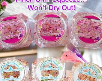 Relaxation Gel Putty Aromatherapy Essential Oils Clear with Flowers Mini Sets of 3 Relief Calm Therapy Self Care Gift Dough Squishy Fidget