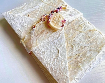 Mulberry Bark Note Card Sets  Handmade Mulberry Paper and Envelopes Pressed Leaf Rice Paper Inserts and Wax Seals 4 Complete 5-Piece Sets