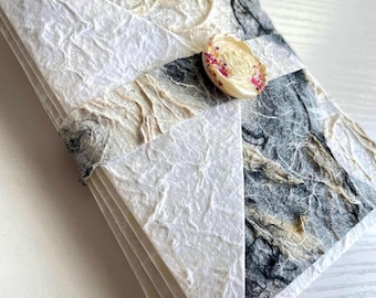 Kozo Note Card Sets and Envelopes Handmade Mulberry Paper with Rice Paper and Real Leaf Inserts and Wax Seals 4 Complete 4-Piece Sets