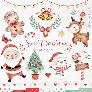 Süße Weihnachten Aquarell Clipart, niedliche Santa Aquarell Grafiken, Winter Urlaub Aquarell png