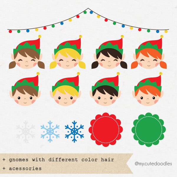 Cute Christmas clipart holiday vector elf png cute | Etsy