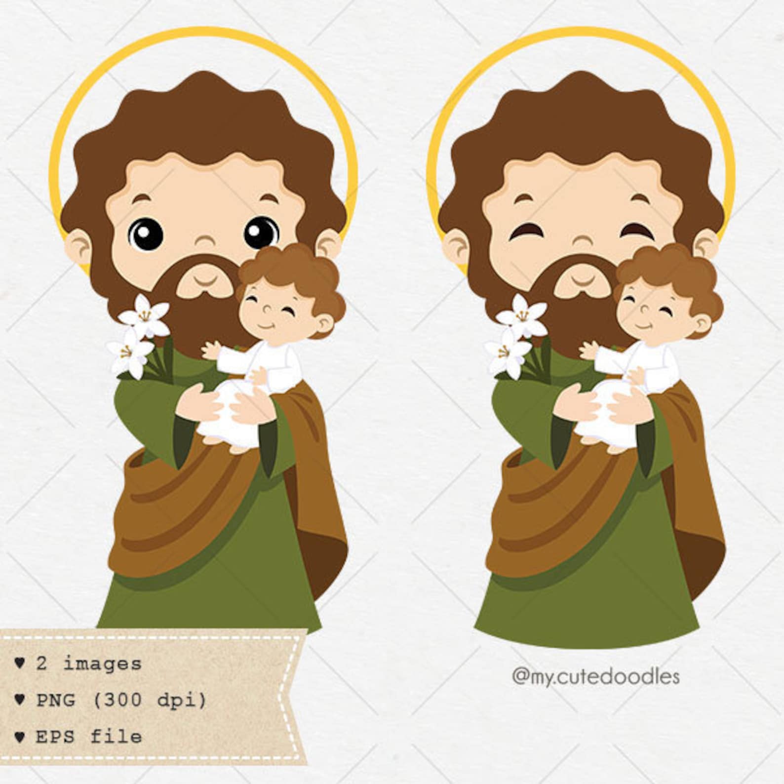 Saint Joseph clipart Saint icon christian illustration baby Etsy