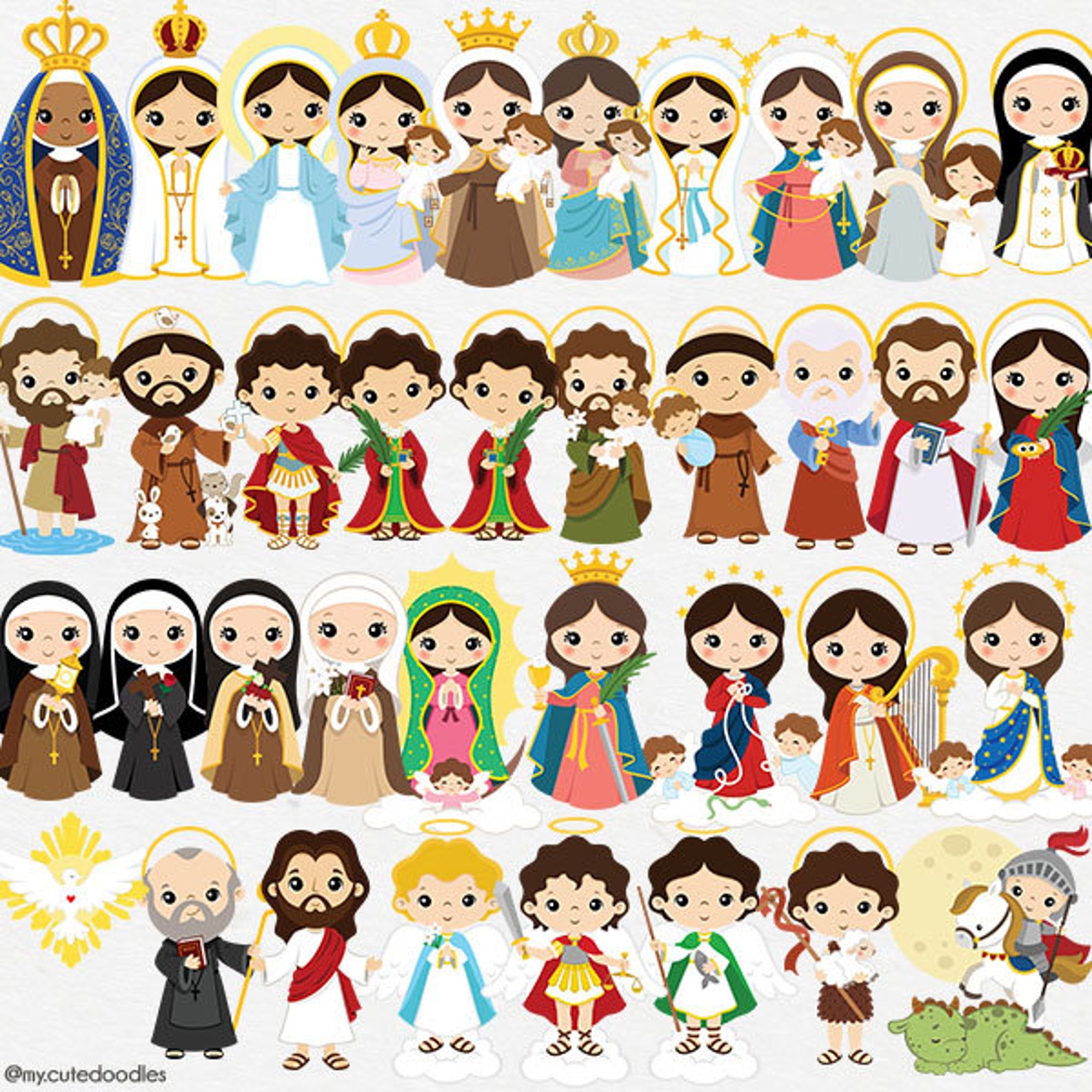 36 Saints clipart bundle baby saints clipart little saints | Etsy