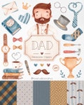 Dad watercolor clipart, father's day for happy planner, daddy illustration, gift idea, Gentleman Clipart, super dad, teacher male figure png product logo