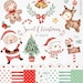 Sweet Christmas watercolor clipart, Cute Santa watercolor graphics, Winter Holidays Watercolor png