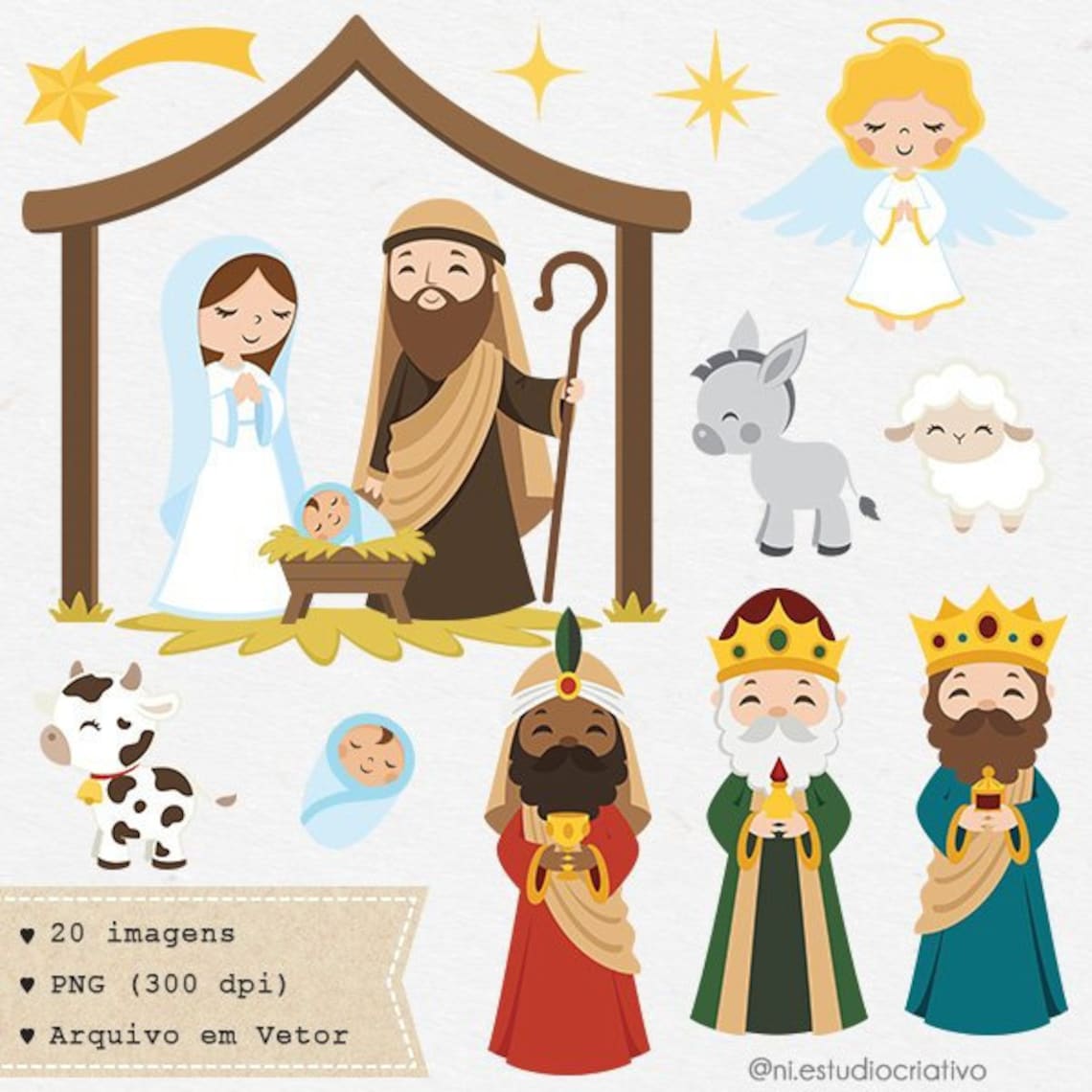 Nativity Scene clipart set christmas clipart png and vector Etsy