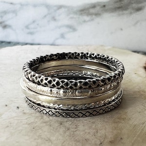 Stacking Ring Set | Sterling Silver Stackable Rings