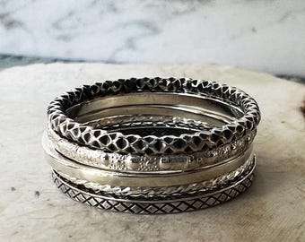Stacking Ring Set | Sterling Silver Stackable Rings