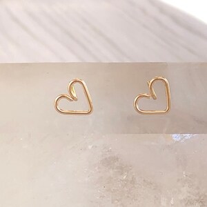 Tiny Golden Heart Stud Earrings