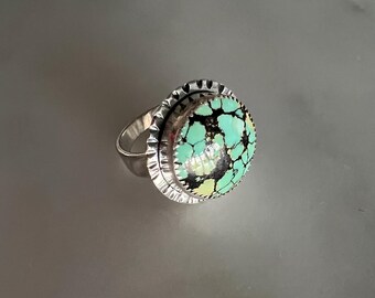 Bamboo Mountain Turquoise Ring - Bold Blue Green Statement Ring