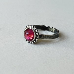 Pink Rosecut Tourmaline Bezel Set Ring
