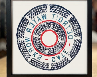 Impresión de la tapa de alcantarilla de Detroit Water Works