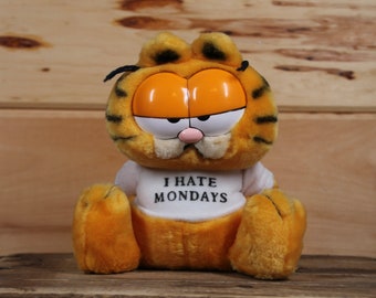 vintage 1981 Garfield « I Hate Mondays » Orange Cat Plush Stuffed Animal 7"