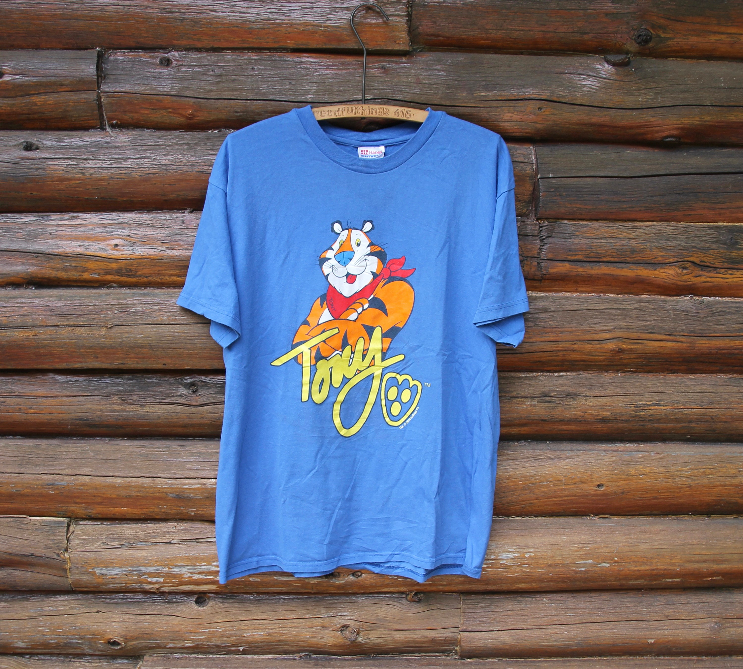 Vintage Kellogg Tony the Tiger Blue T-shirt Adult Size Large 