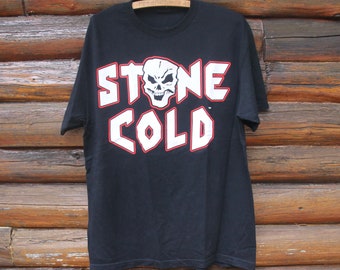 Vintage Stone Cold Steve Austin Bullet Proof WWE Black Wrestling T-Shirt Erwachsene Größe L / XL